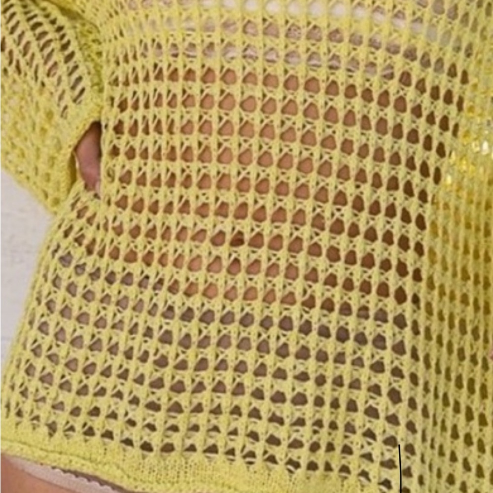POL Yellow Open-Knit Sweater